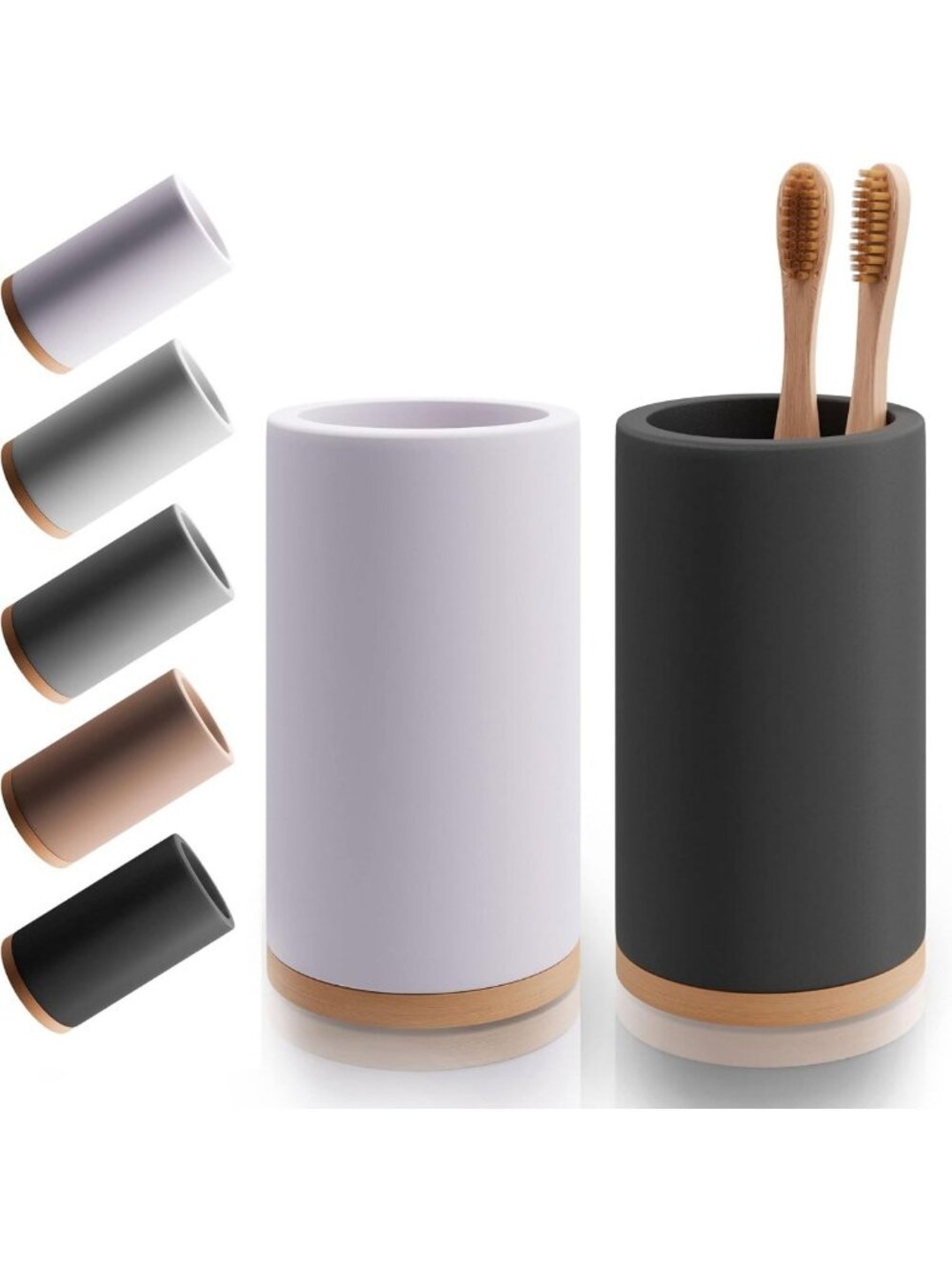 Eco-Friendly Bamboo Toothbrush Holder - Diatomite Organizer with Drain Holes